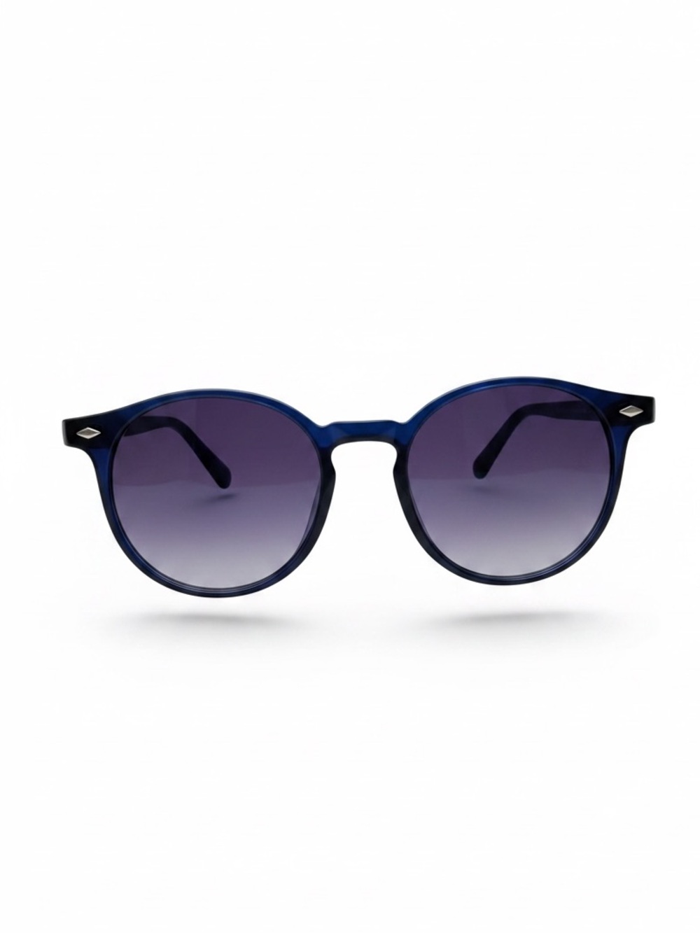 Black Round Sunglasses Purple Gradient Lenses Silver Accent